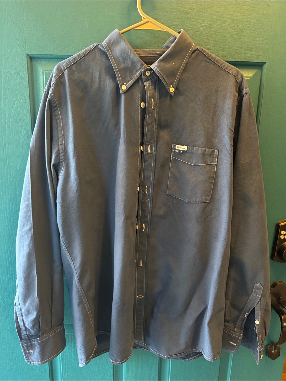 Faconnable Navy Blue Shirt with Contrast Stitching
